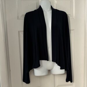 NWT $160 SYMPLI Ideal Navy Blue SHRUG Cardigan SWEATER Sz 12 Made in Canada